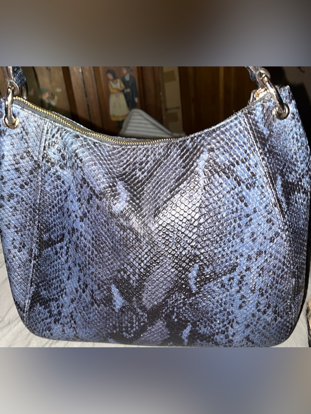 Furla EUC Snake-Embossed Hobo with Gold Hardware - Picture 2 of 8